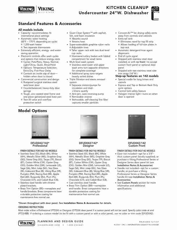 Viking Dishwasher DFUD042142 Custom Front-page_pdf